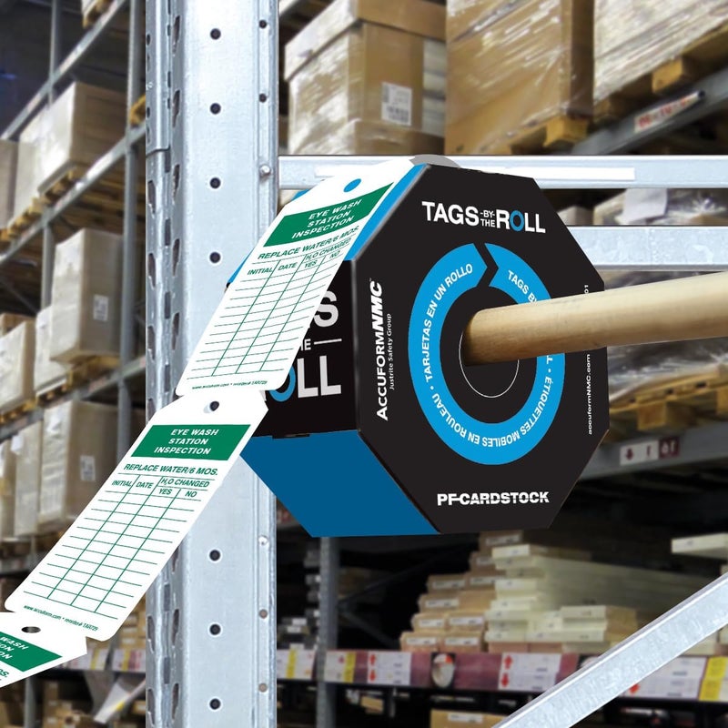 NMC AccuformNMC 250 Tags by-The-Roll, Eyewash Station Inspection Tags with Record, US Made OSHA Compliant Eye Wash Tags, Waterproof PF-Cardstock, Resists Tears, 6.25"x3", TAR729 - Image 4